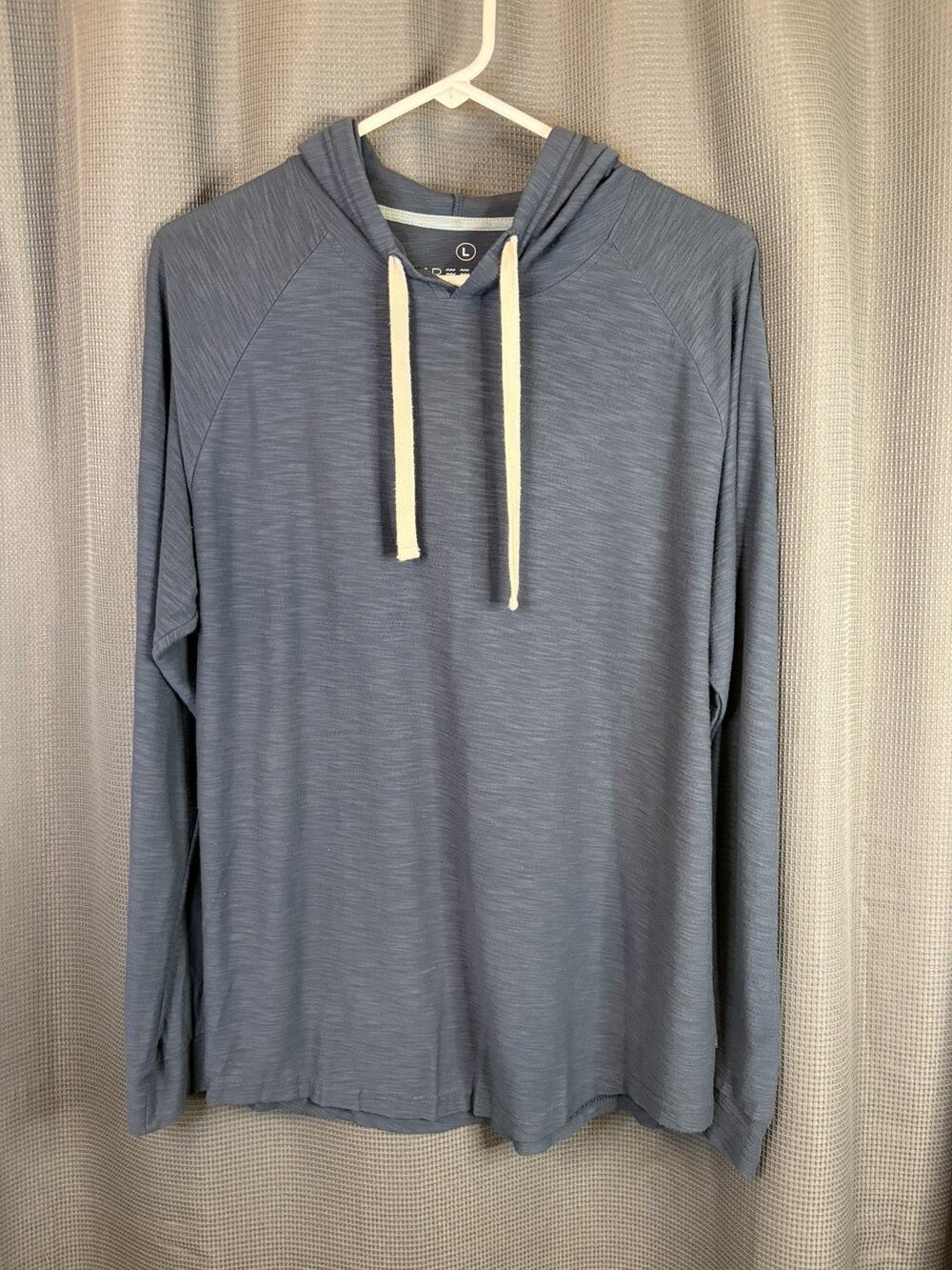 Free Fly Hooded Shirt Size Large Blue Long Sleeve Pullover